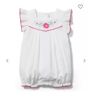 Janie and Jack Linen Blend Baby Embroidered Romper 0-3 months NWT
